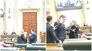 Doi senatori români s-au îmbrâncit și au fost la un pas să se ia la bătaie. Scandalul, provocat de senatoarea Victoria Stoiciu | VIDEO