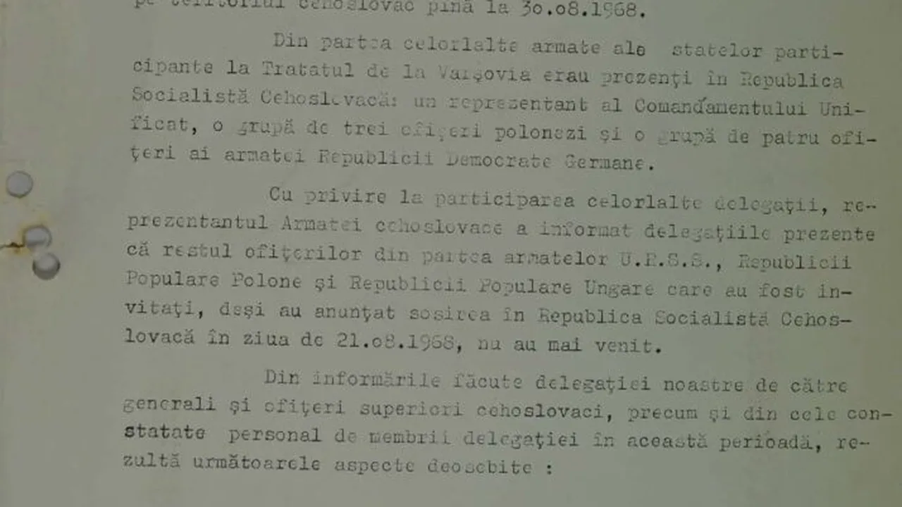 Document al Securității din 1968, publicat de CNSAS: Cum a trăit o delegație militară română momentul invaziei Cehoslovaciei