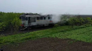 Incendiu la o locomotivă în Gara Piatra Olt