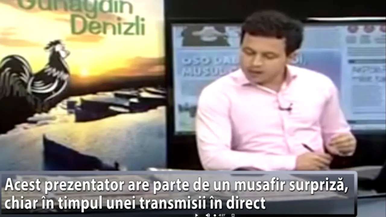 Un prezentator are parte de un musafir surpriză, chiar în timpul unei transmisii în direct - VIDEO