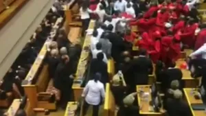 Bătaie generalizată în Parlamentul Africii de Sud, în timpul discursului preşedintelui ţării - VIDEO şi FOTO
