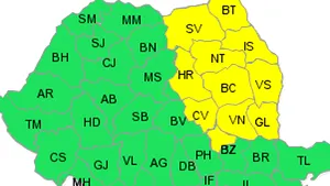Avertizare meteorologică de Cod galben pentru Moldova şi Carpaţii Orientali