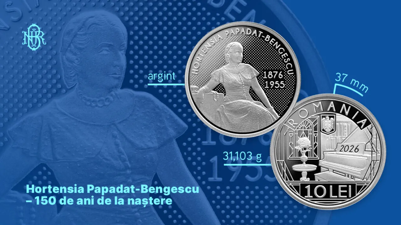 BNR lansează o monedă din argint dedicată scriitoarei Hortensia Papadat-Bengescu