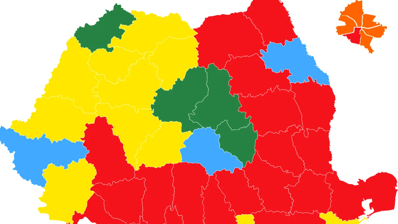 HARTA INTERACTIVĂ Rezultatele alegerilor parlamentare 2020 pe judeţe. Jumătate din harta României este roşie