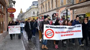 Oradea: 500 de elevi de liceu au participat la un marş împotriva violenţei în şcoli