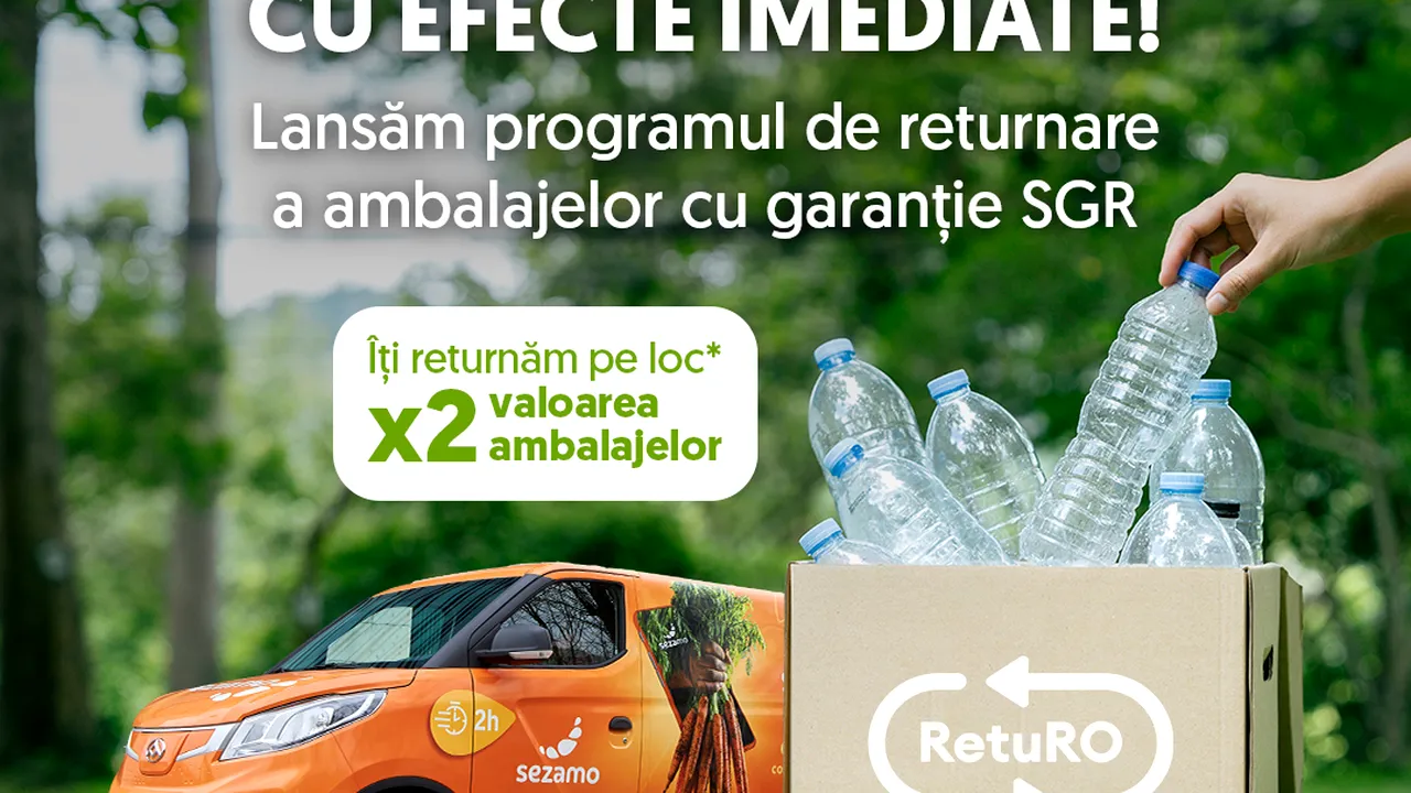 Sezamo introduce serviciul de colectare a ambalajelor cu garanţie şi dublează valoarea acestora