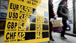 Francul a scăzut pentru a şasea şedinţă consecutiv şi a ajuns la 4,1766 lei