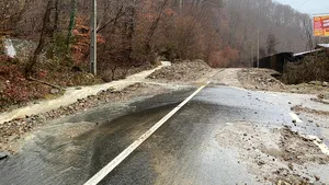 Inundaţii pe Valea Oltului. Circulaţia rutieră şi a trenurilor este blocată în zonă. Două râuri depăşesc cota de pericol. 5 trenuri sunt afectate FOTO VIDEO
