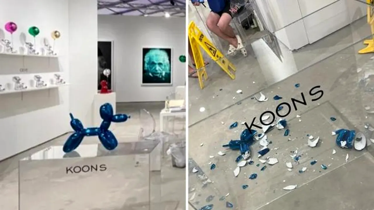 O sculptură de Jeff Koons, evaluată la 40.000 de ddolari, s-a făcut ţăndări