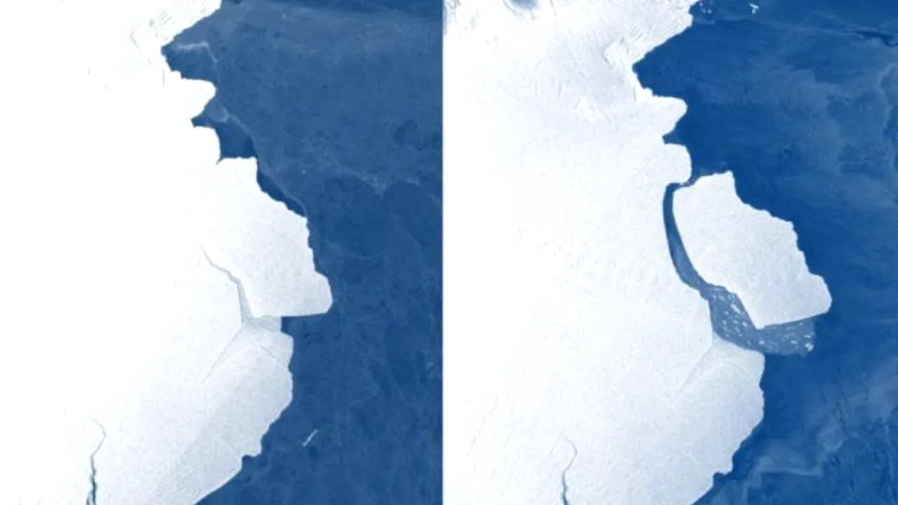 Eveniment aşteptat de mult timp de cercetători: Un gheţar de mărimea Londrei s-a desprins din Antarctica | VIDEO