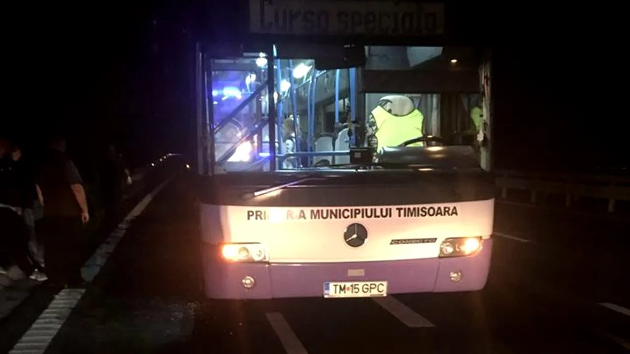 Autobuz în care erau 20 de copii şi 5 adulţi, lovit de un TIR în Timiş; două persoane au fost rănite - FOTO