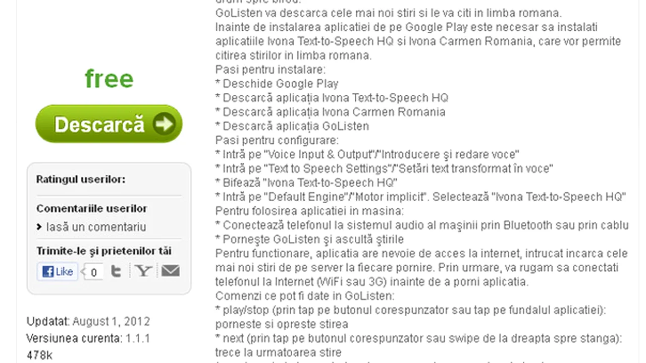 Mediafax Group lansează Go Listen, prima aplicaţie Android care le citeşte utilizatorilor ştirile