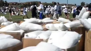 Un nou record Guinness pentru cea mai mare bătaie cu perne - VIDEO