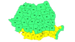 Cod galben de temperaturi ridicate în Oltenia, Muntenia şi Dobrogea