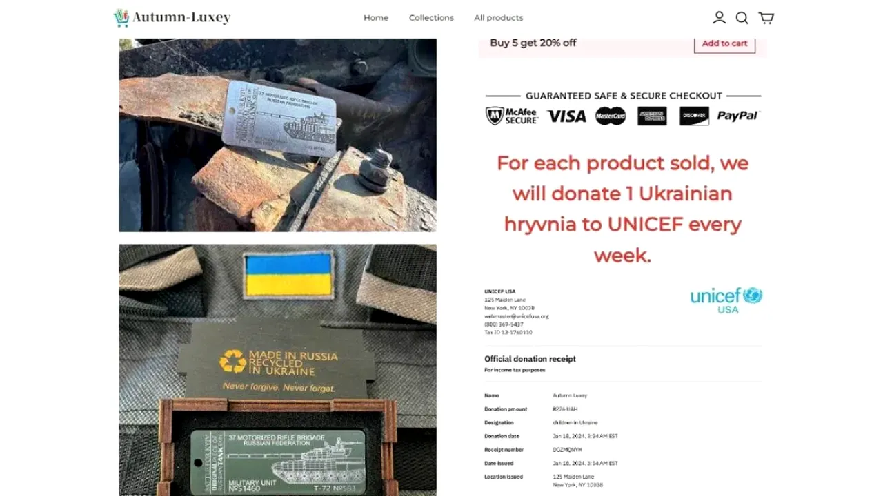 Înşelătorie pe Internet: brelocuri metalice realizate din tancuri ruseşti distruse
