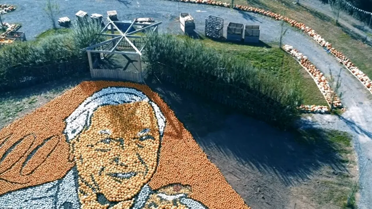 Cel mai mare mozaic din dovleci din lume. Pe cine înfățișează