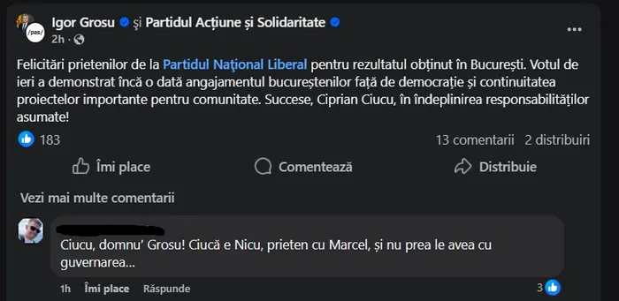 Comentariu la postarea lui Igor Grosu