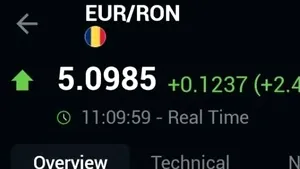 Euro a depăşit 5,05 lei pe interbancar