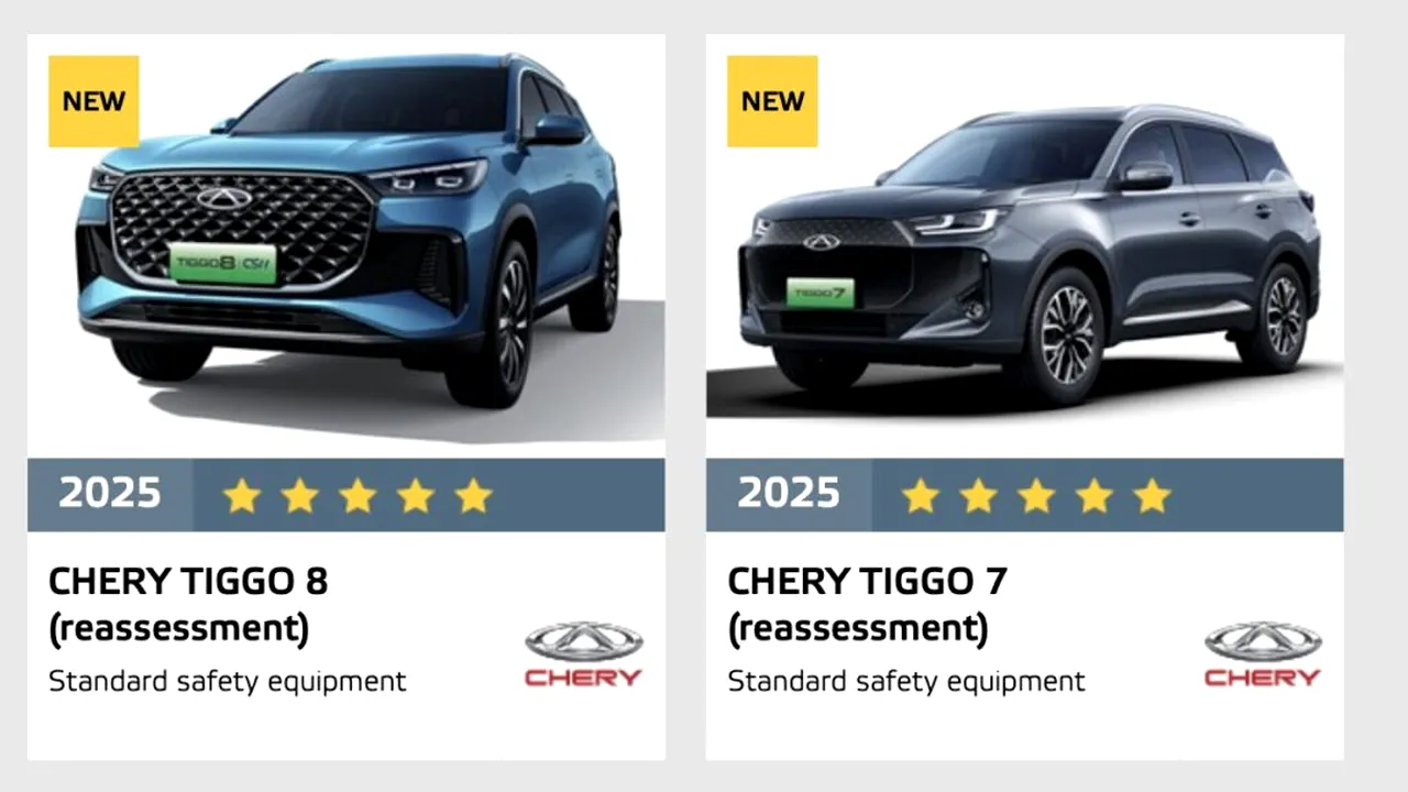 Chery TIGGO7 CSH și TIGGO8 CSH au obținut ratingul maxim de cinci stele la testele Euro NCAP