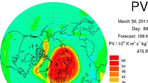 O gaură în stratul de ozon ajunge deasupra României pe 30 şi 31 martie