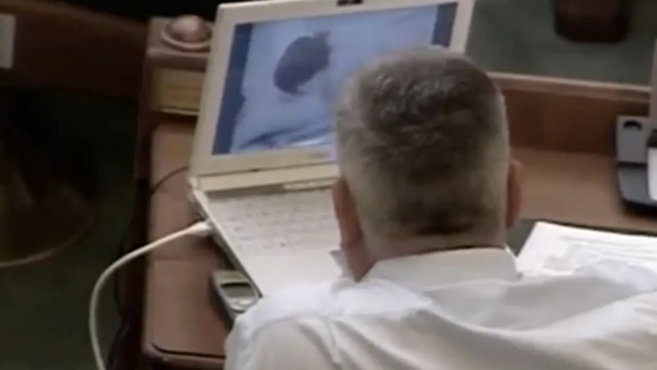 Un senator PNL se uita la un film pentru adulţi la dezbaterea Legii pensiilor - VIDEO