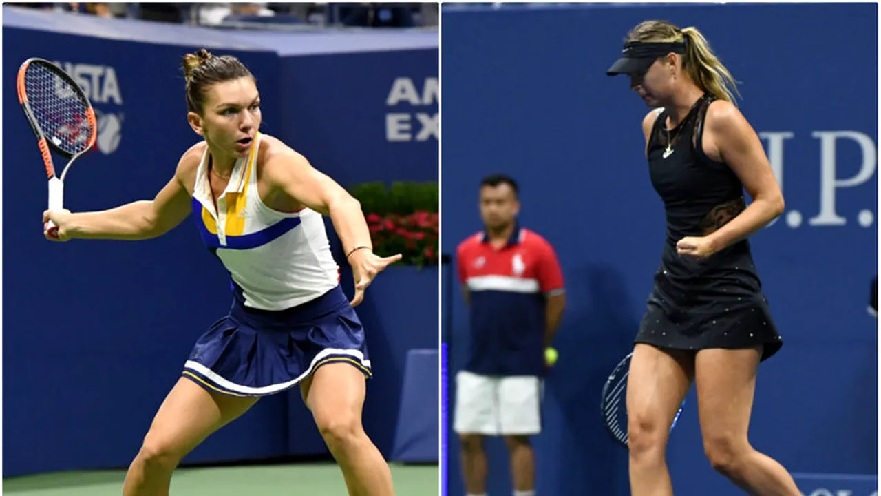 Simona Halep vs. Maria Şarapova 4-6, 6-4, 3-6, în meciul care a dat startul oficial la US Open 2017/ Halep, eliminată din primul tur