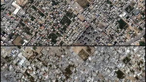 Înainte şi după. Imaginile arată distrugerile masive din Gaza. Războiul din Fâşia Gaza generează distrugeri comparabile cu cele mai devastatoare războaie urbane din istoria modernă