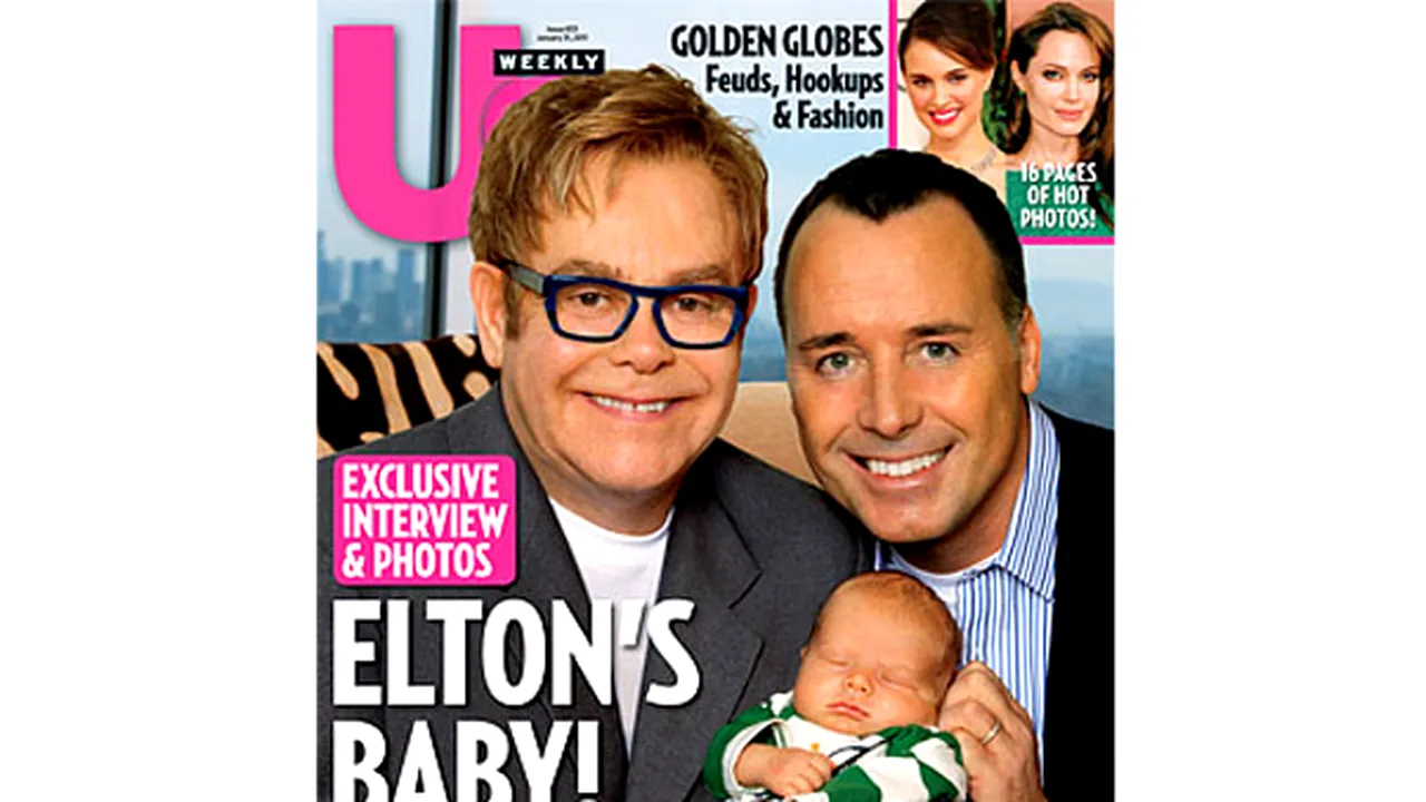 O revistă pe a cărei copertă apar Elton John, soţul său şi bebeluşul cuplului, cenzurată în SUA
