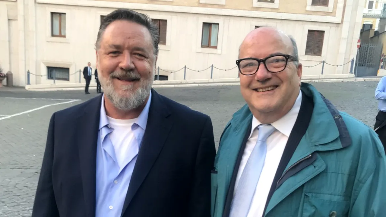 Russell Crowe a participat la proiecţia specială a noului său film, la Vatican 
