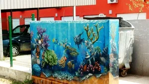 REPORTAJ: Un profesor arădean transformă cu pensula ziduri gri în biblioteci, piscine şi acvarii colorate - GALERIE FOTO