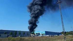 FOTO | Incendiu PUTERNIC la vopsitoria fabricii Mobilă Dalin din Reghin 