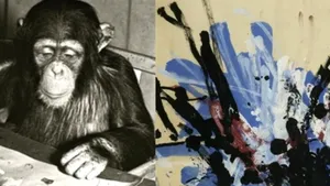 Cincizeci şi cinci de picturi realizate de cimpanzeul Congo vor fi vândute pentru o sumă uriaşă | FOTO