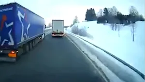 VIDEO | Un şofer de TIR s-a ales cu doi ani şi trei luni de închisoare cu executare după această depăşire. Motivarea sentinţei