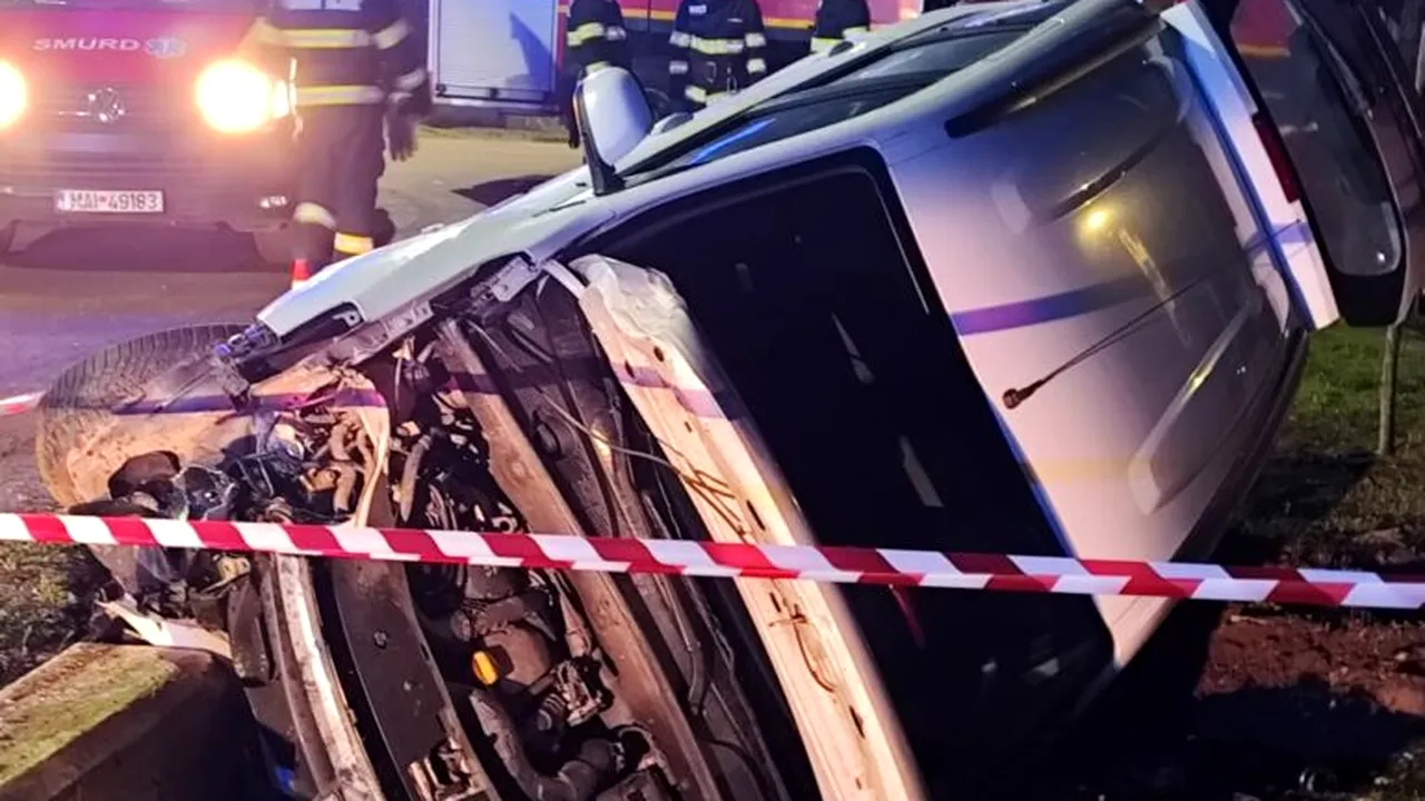 Accident grav în Teleorman. O mașină în care se aflau șase oameni s-a răsturnat