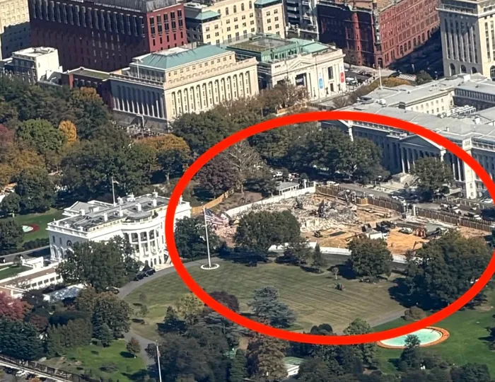 Casa Albă, lucrări în zona aripa de est. Sursa foto: X