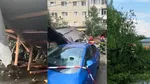 Vijeliile fac ravagii în țară: Acoperiș desprins de pe un bloc din Sibiu. Circulația, blocată de un arbore căzut în Argeș