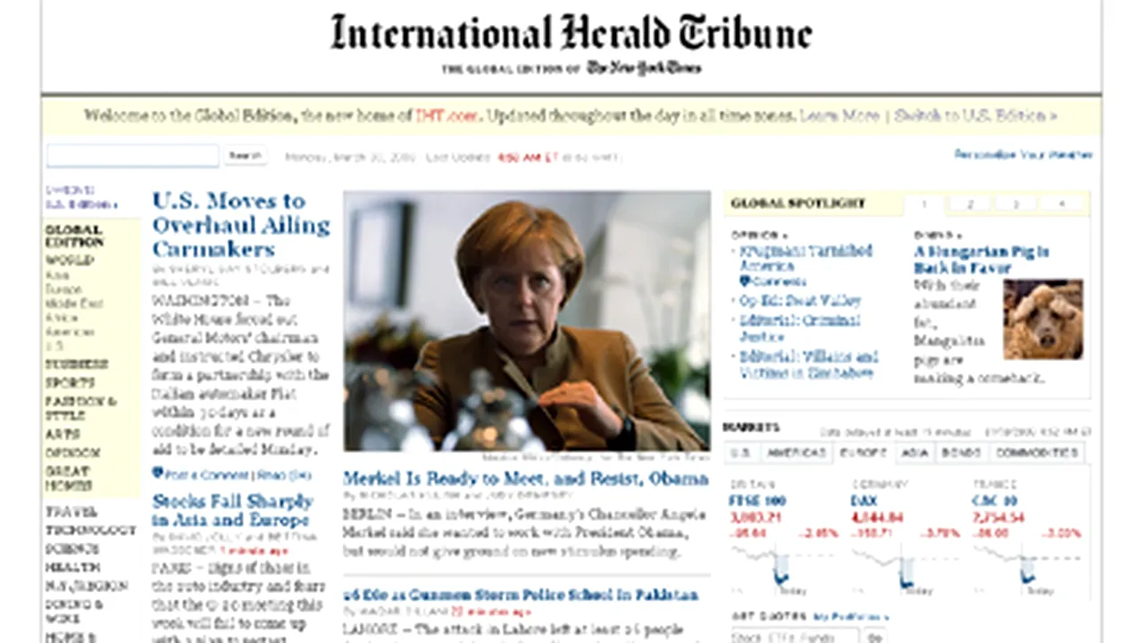 International Herald Tribune a lansat o ediţie online la nivel global