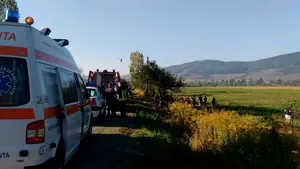 FOTO | Un englez a murit şi alţi trei sunt răniţi grav, după ce au intrat cu maşina într-un copac, în Bistriţa