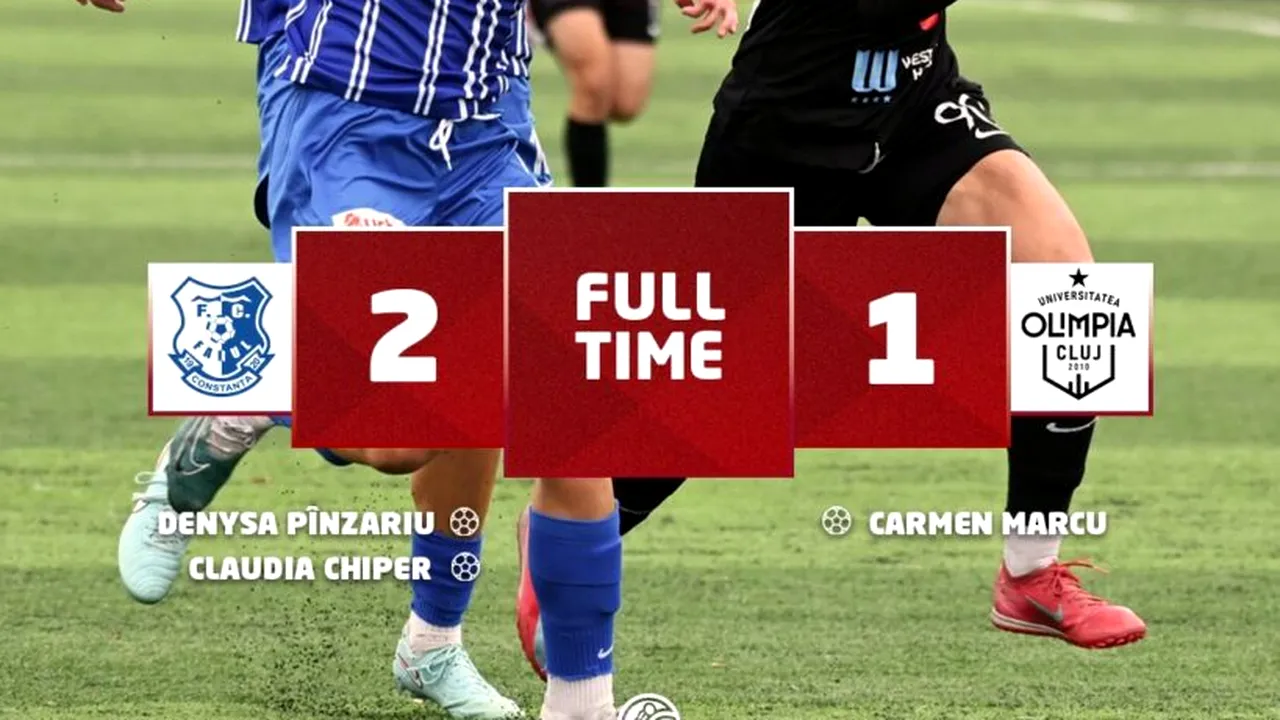 Farul Constanța învinge Olimpia Cluj, într-un meci restant, și rămâne lider în Superliga feminină de fotbal