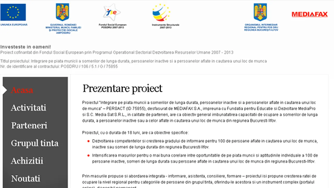 Conferinţă la încheierea unui proiect european de integrare a şomerilor pe piaţa muncii