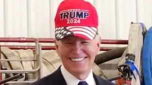 Joe Biden a purtat pentru scurt timp o şapcă roşie din campania lui Trump