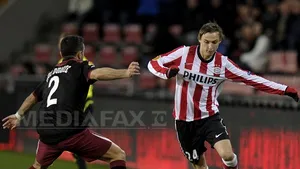 Rapid este învinsă de PSV Eindhoven, scor 2-1, şi încheie pe ultimul loc în grupa C