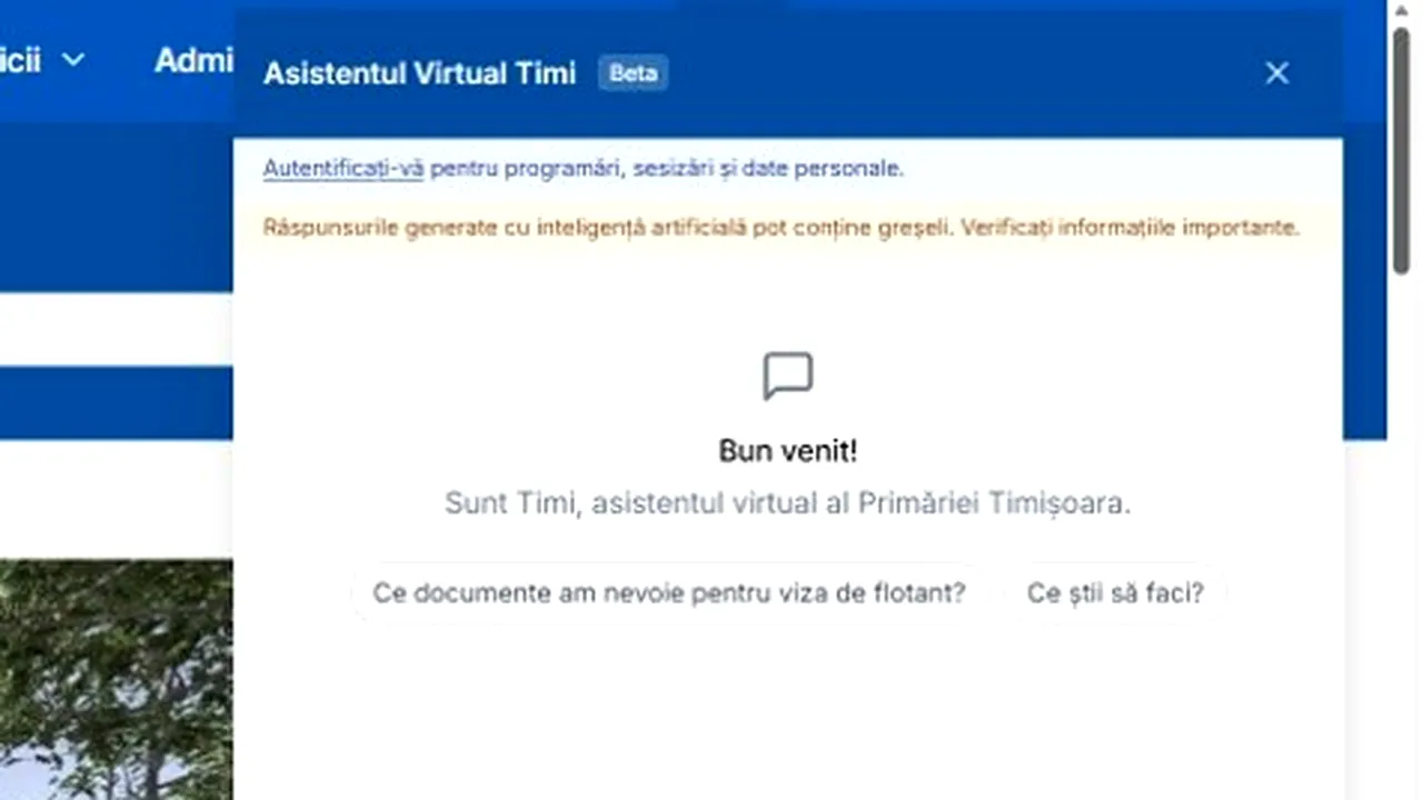 Timi, the virtual assistant of the Timișoara City Hall, has been launched