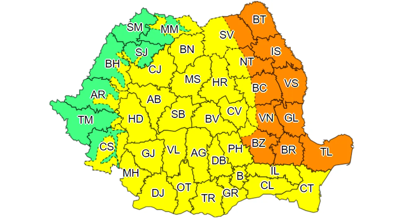 Alertă meteo de vânt şi vijelii. ANM anunţă coduri portocaliu şi galben pentru aproape toată ţara. Cât durează fenomenele extreme 