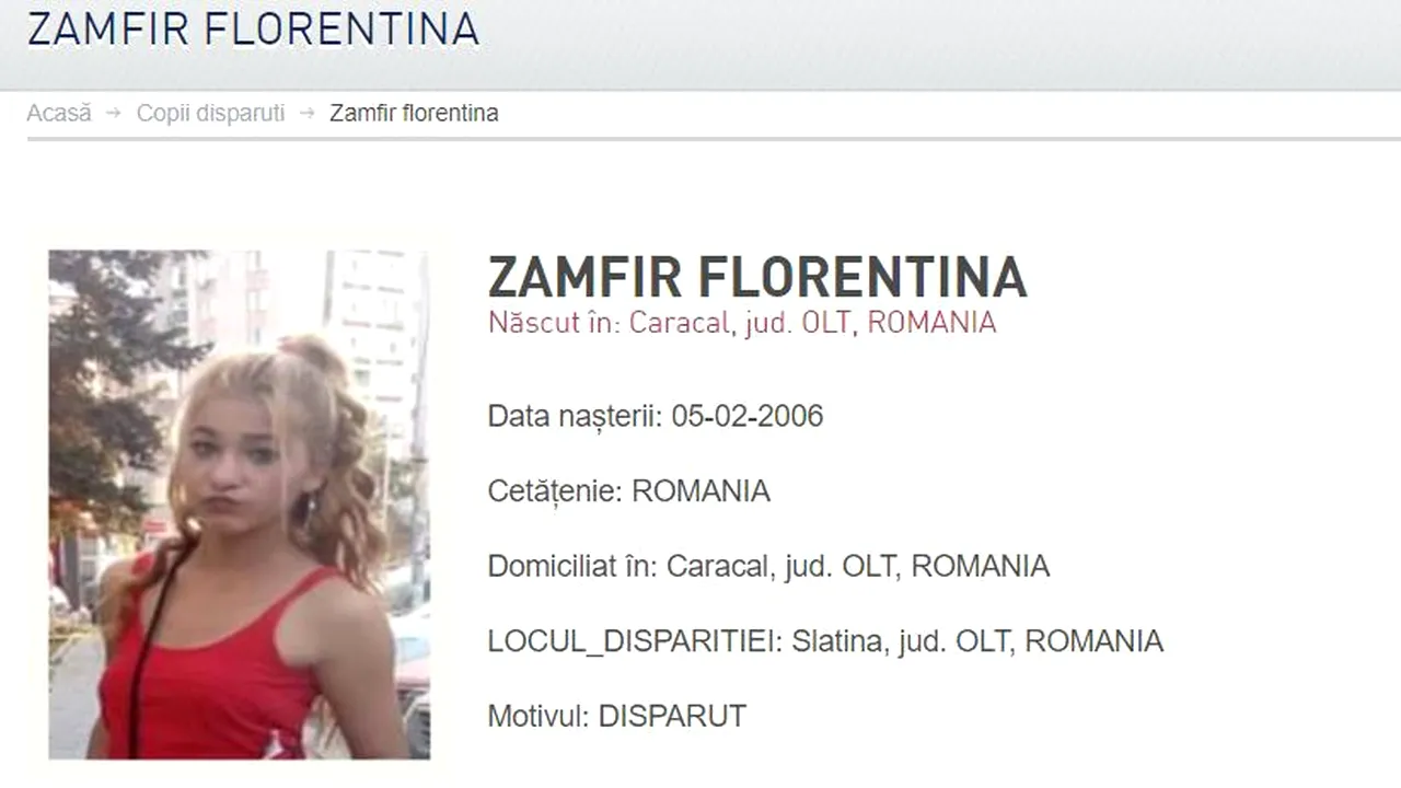 O nouă dispariţie în Caracal. Poliţiştii caută o fată de 13 ani