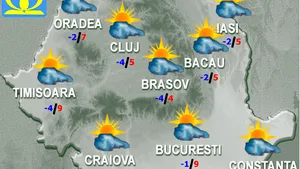 PROGNOZA METEO: Temperaturi scăzute şi ninsori slabe. Cum va fi vremea marţi şi miercuri