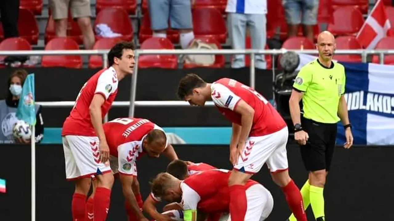 Panică la EURO 2020. Christian Eriksen s-a prăbuşit pe teren în timpul meciului Danemarca-Finlanda/ UEFA: Jucătorul a fost stabilizat/ UPDATE Meciul s-a reluat