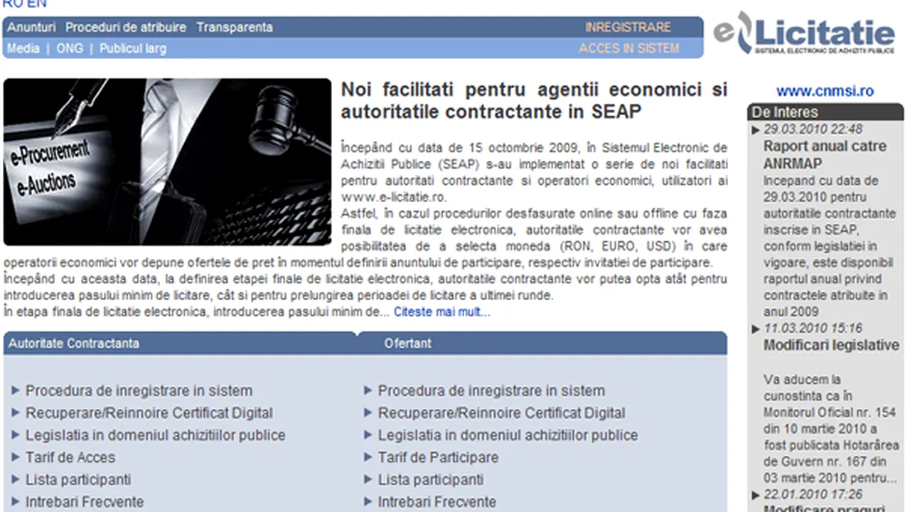 E-licitatie.ro a adus utilizatorilor economii de 1,1 mld. euro