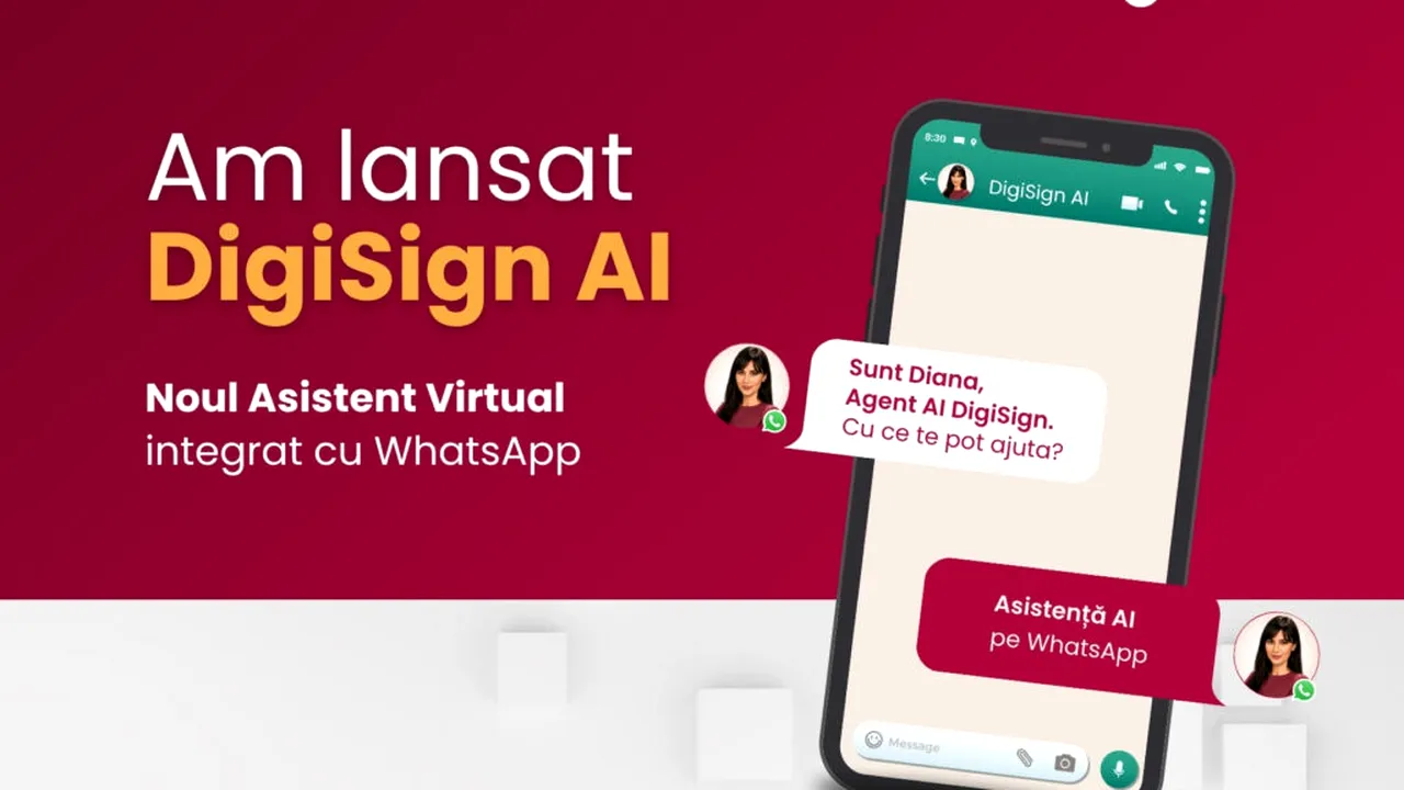 DigiSign lansează DigiSign AI, noul agent inteligent integrat cu WhatsApp, pentru răspunsuri instant despre Semnătura Electronică (P)