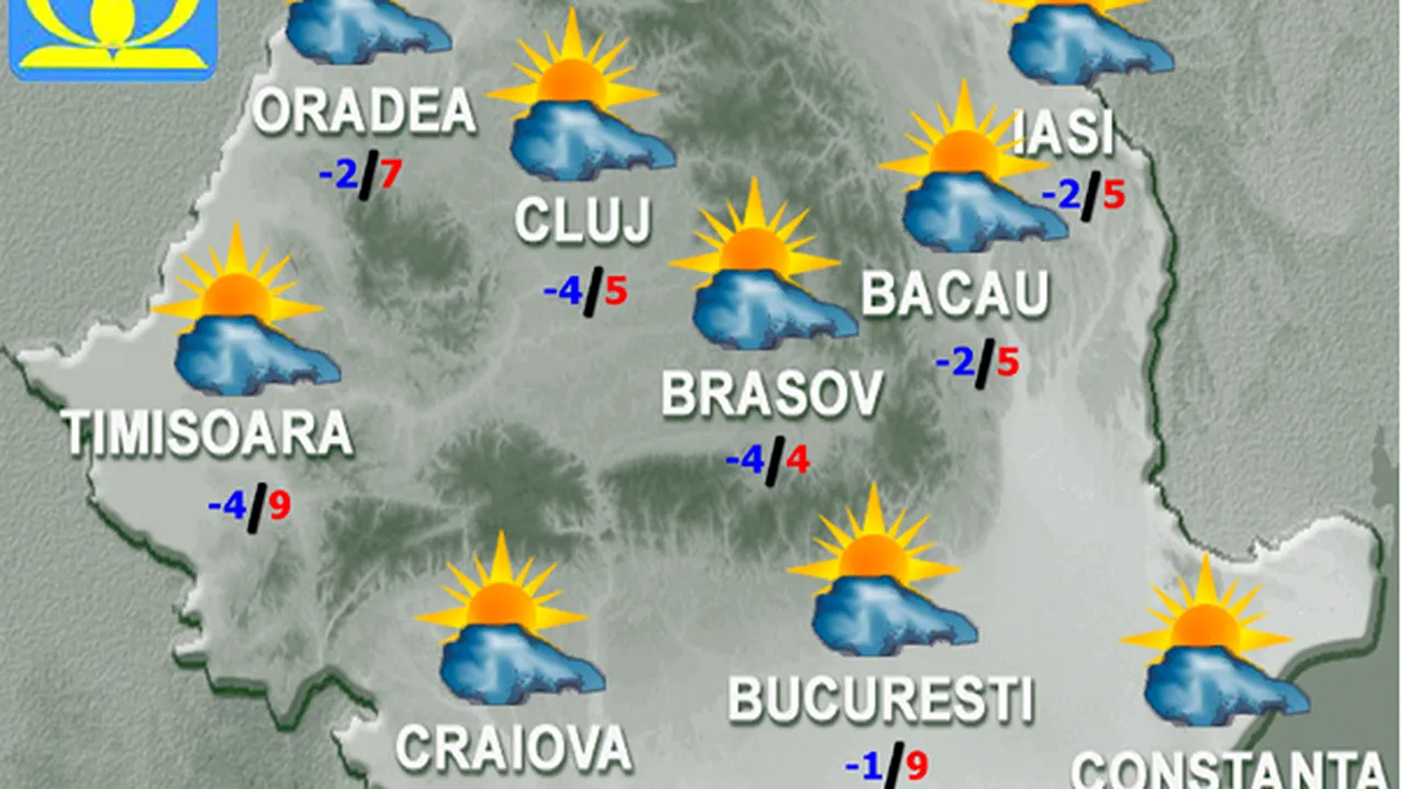 PROGNOZA METEO: Temperaturi scăzute şi ninsori slabe. Cum va fi vremea marţi şi miercuri